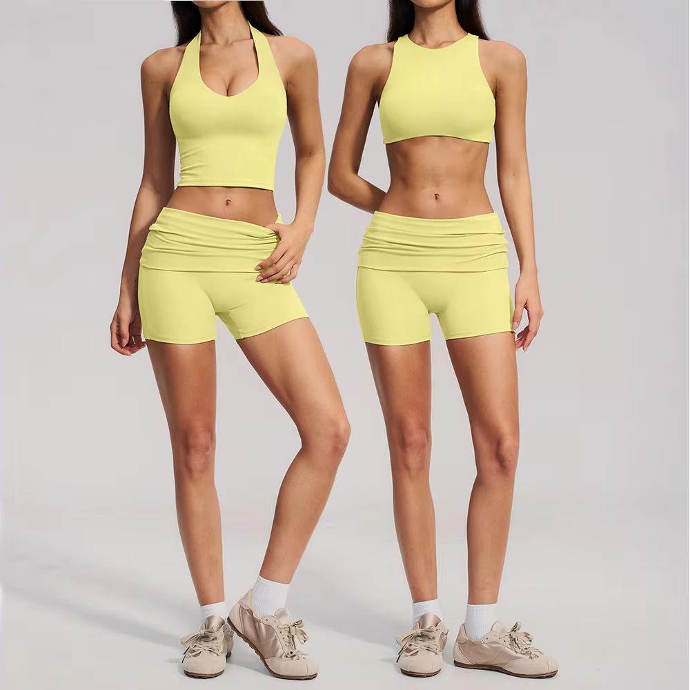 2 Pieces Yoga Suit Women Athle - Compression Shorts Athletes ulasan dan harga