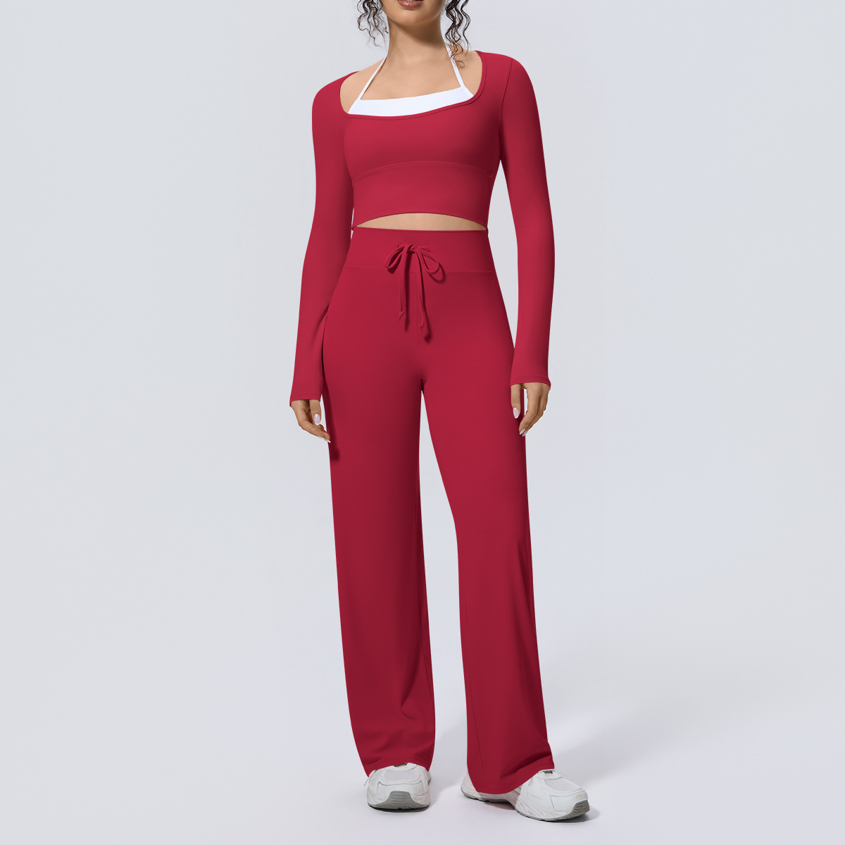 Women Yoga Suit 2PCS Square Ne - Compression Long Pant ulasan dan harga