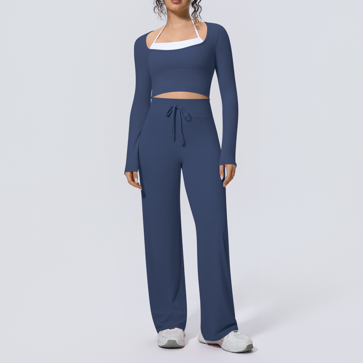 Women Yoga Suit 2PCS Square Ne - Compression Long Pant ulasan dan harga
