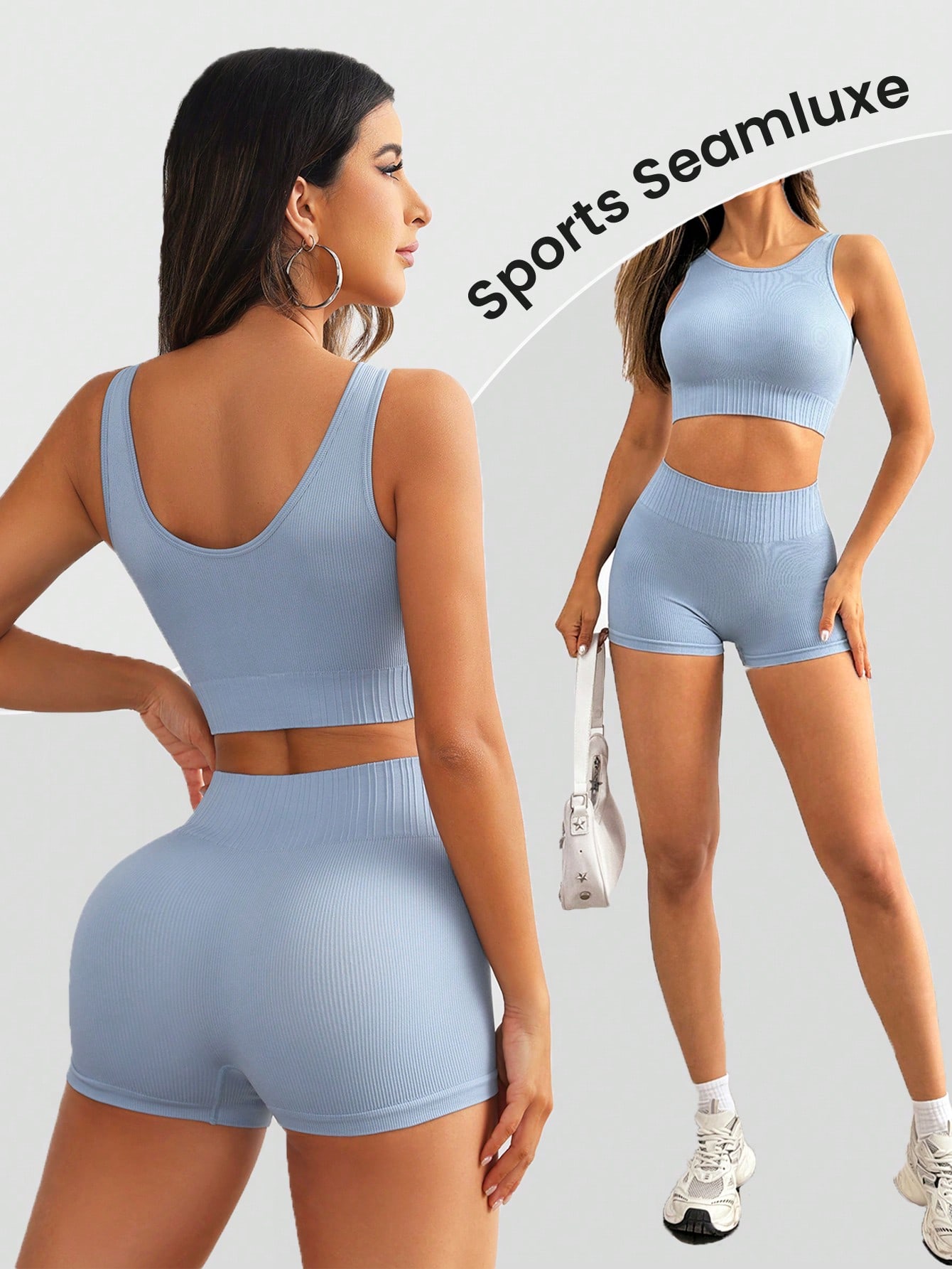 Women Seamless Ribbed Yoga Set - Tank Top Ribbed ulasan dan harga